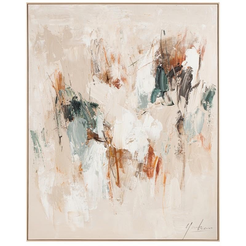 Tableau abstrait beige et marron DRW 150x120 cm pour salon contemporain
