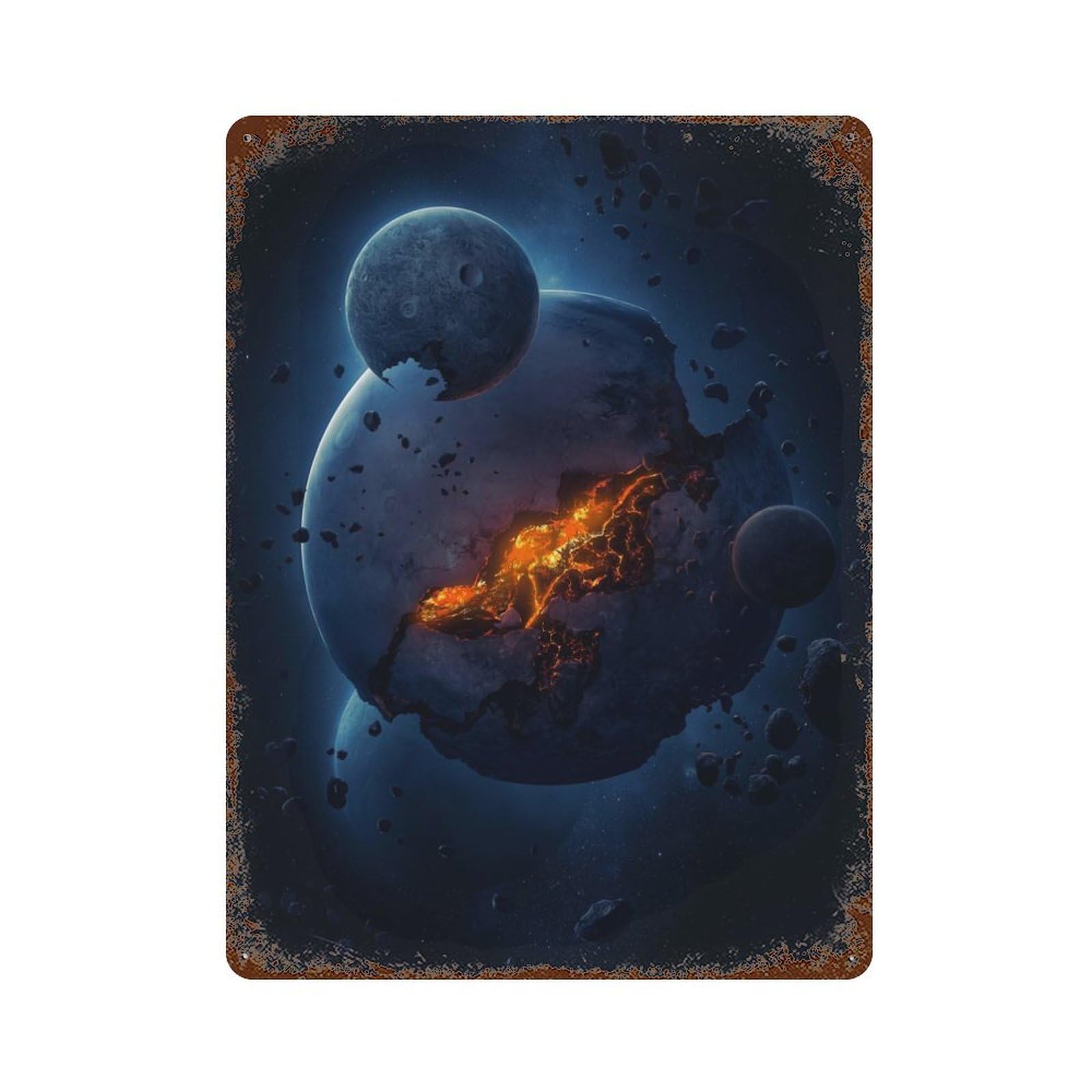Planet Go Boom Rustic Tin Plaque 15.7"x11.8", Industrial Home Decor for Pub, Kitchen And Man Cave Decor