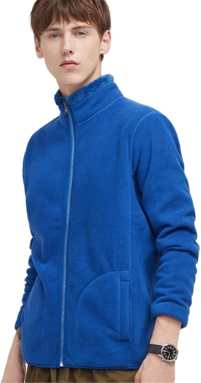 HSQIBAOER Men's Coat Reversible Sherpa Full-Zip Pullover for Fall Winter Thick Warm Fleece Clothing Jackets for Men