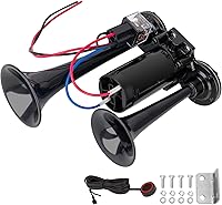 Vista 11 de Kit de bocina eléctrica negra para motocicleta, bocina de tren impermeable de 150 dB para camión, kit de bocinas de auto universal para cualquier