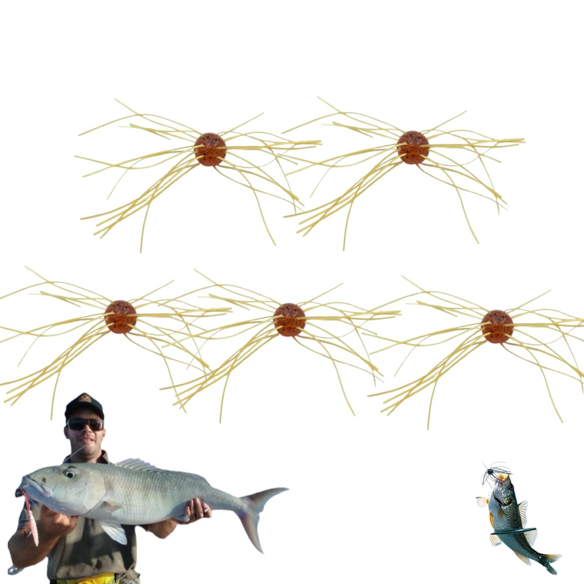 5pcs Tentacles Lure Baits, Floating Sea Urchin Soft Bait Bass Fishing Baits, Artificial Sea Urchins, Lifelike Dice Fishing Lures with Multiple Tentacles for Trout, Bass, Crappie (Pink) — view 11
