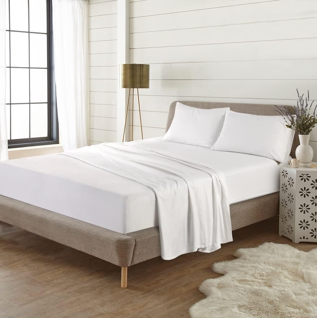 Bluemoon Bedding Flannelette Duvet Cover Set Reversible 100% Cotton (White, Double)