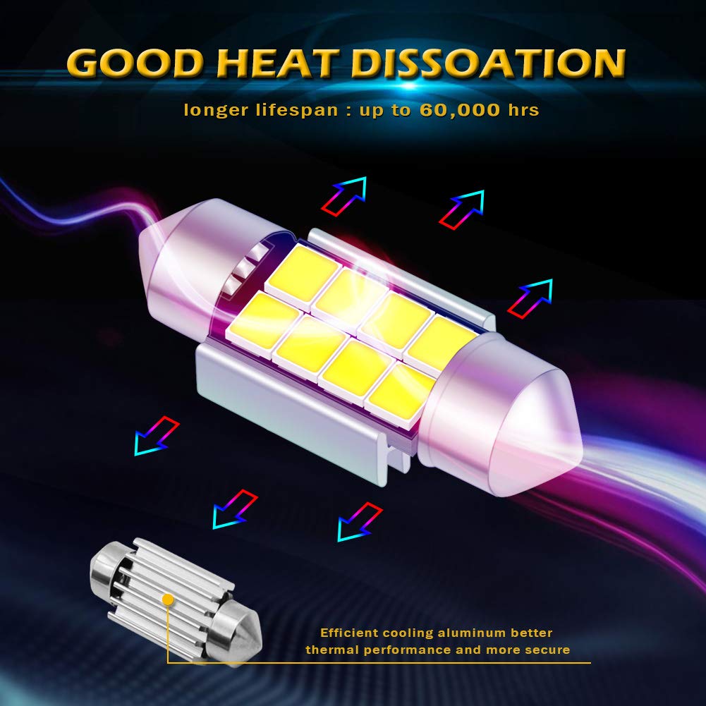 KATUR Super jasne chipsety 5630 aluminium CanBus bez błędów 31 mm DE3175 DE3021 DE3022 6428 7065 LED Festoon mapa drzwi wnętrza samochodu światła kopułowe ksenonowe białe 12 V 10 sztuk