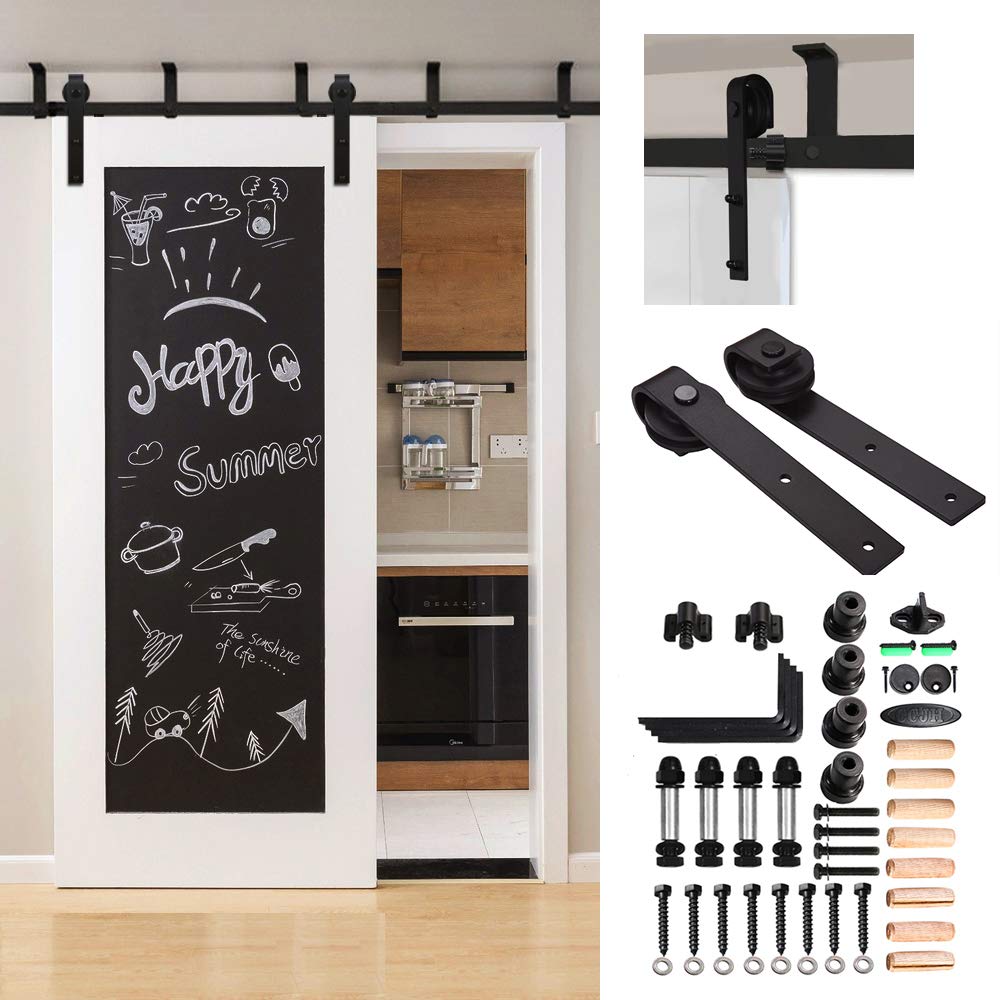 CCJH 10FT/3M Rail de porte coulissante suspendu au plafond, Ensemble de rails de suspension en forme de L Noir