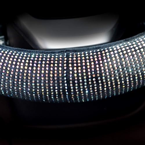Miniatura 6 de Valleycomfy - Funda para volante de automóvil para mujer, diseño brillante de diamante, ajuste universal, 15.0pulgadas