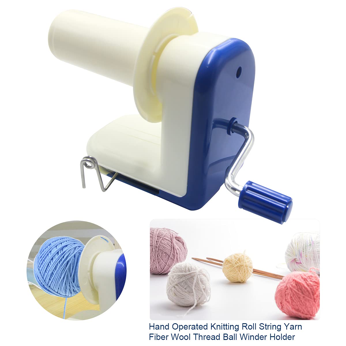 Avvolgitore per Palline di Filato, Avvolgitore di fili per lana, Portatile Avvolgitore Manuale, Blu