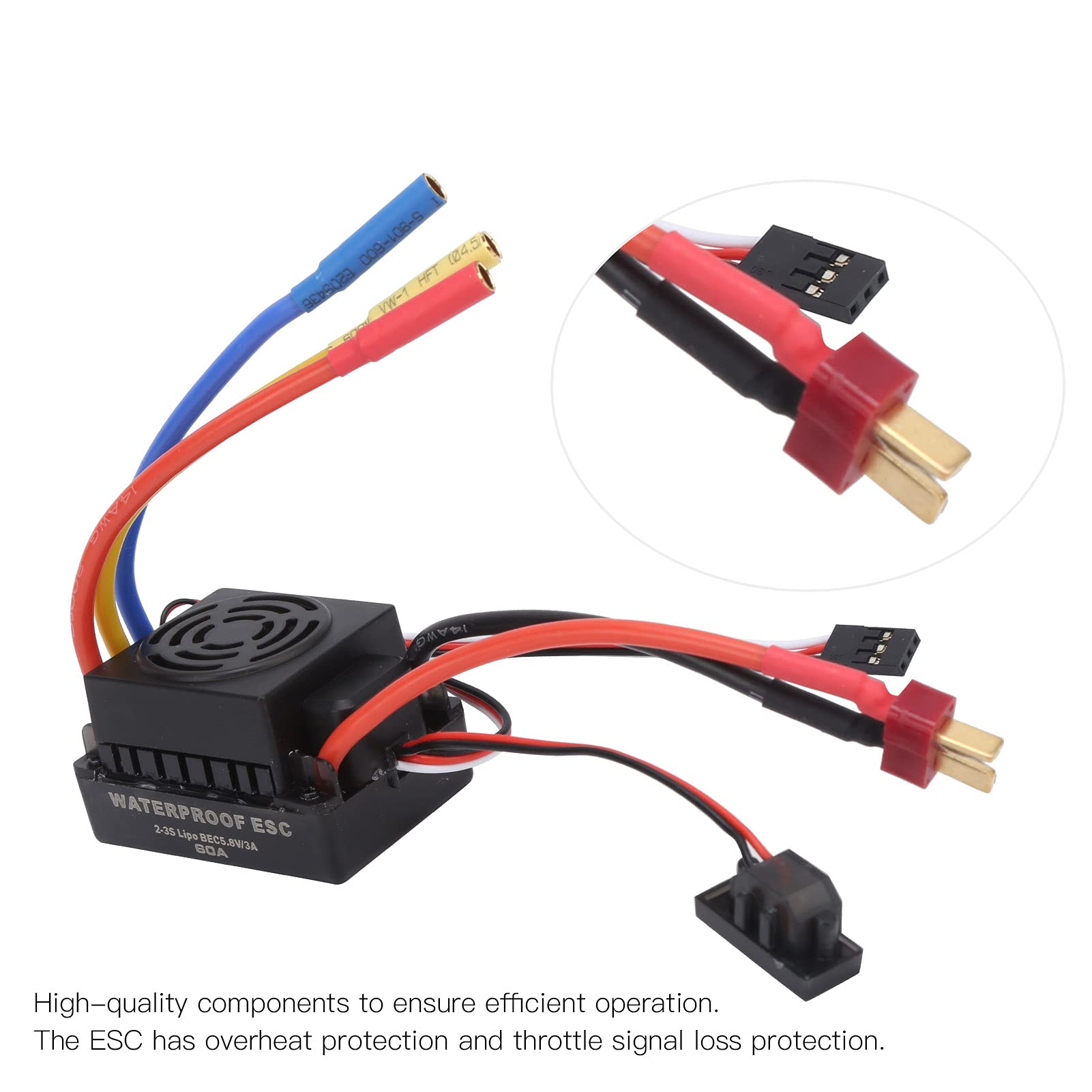 Brushless Motor + 60A ESC + Programmer Card Combo Set, 3650 3600KV Brushless Motor with 60A T ESC Programmer Card for 1/8 1/10 RC Car Parts