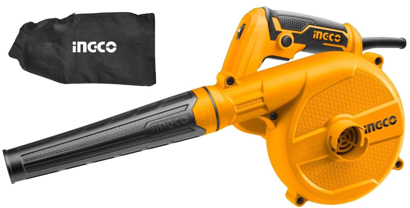 Ingco 600W Electric Blower With 16000 RPM Single Speed Motor And Dust Bag, Yellow