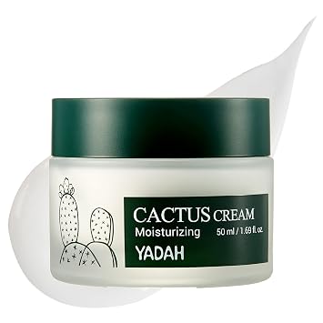YADAH Cactus Cream 1.69 Fl.Oz. Facial Hydrating Moisturizer Forming Moisture Barrier for Sensitive Dry Skin