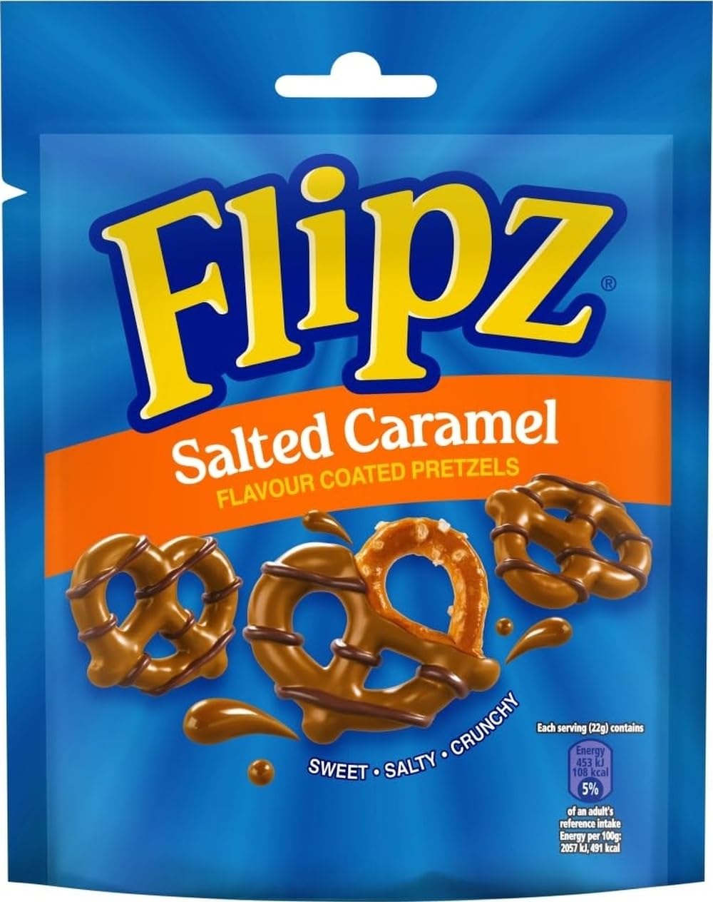 Flipz Salted Caramel Flavour Pretzel Snacks 90g