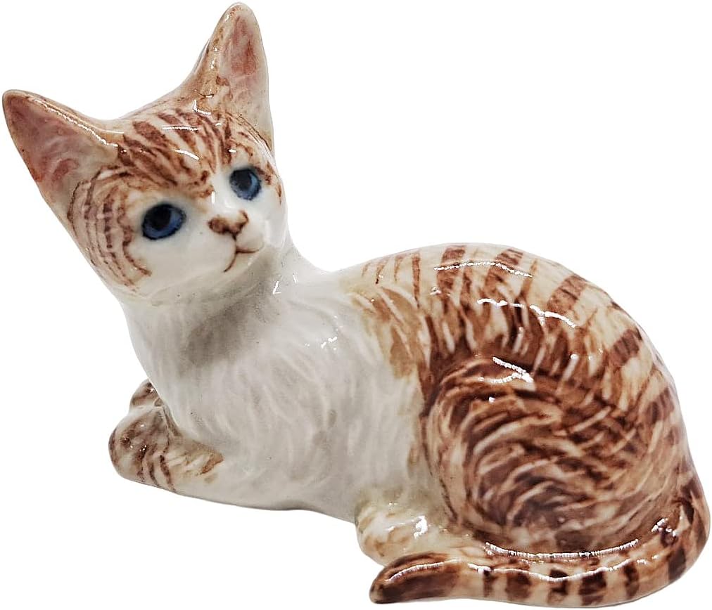 Figurine de chat miniature en céramique : décoration d'intérieur fabriquée à la main - France