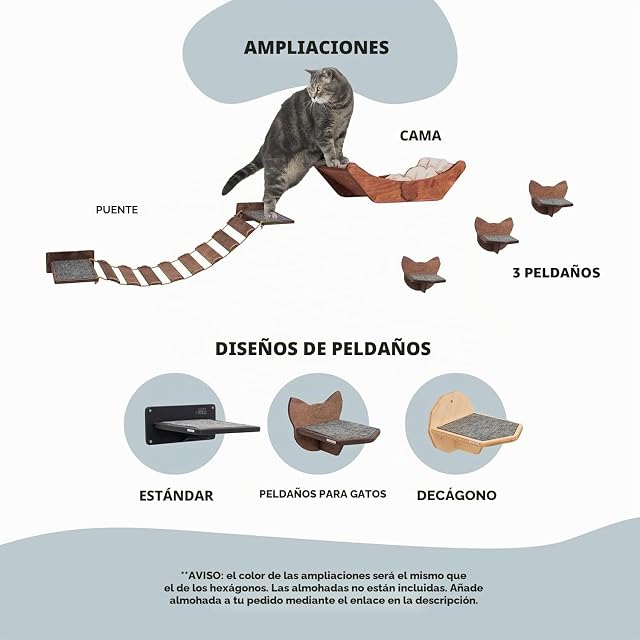 Foto 5 de 8 de Estantes de pared para gatos, muebles rústicos de madera