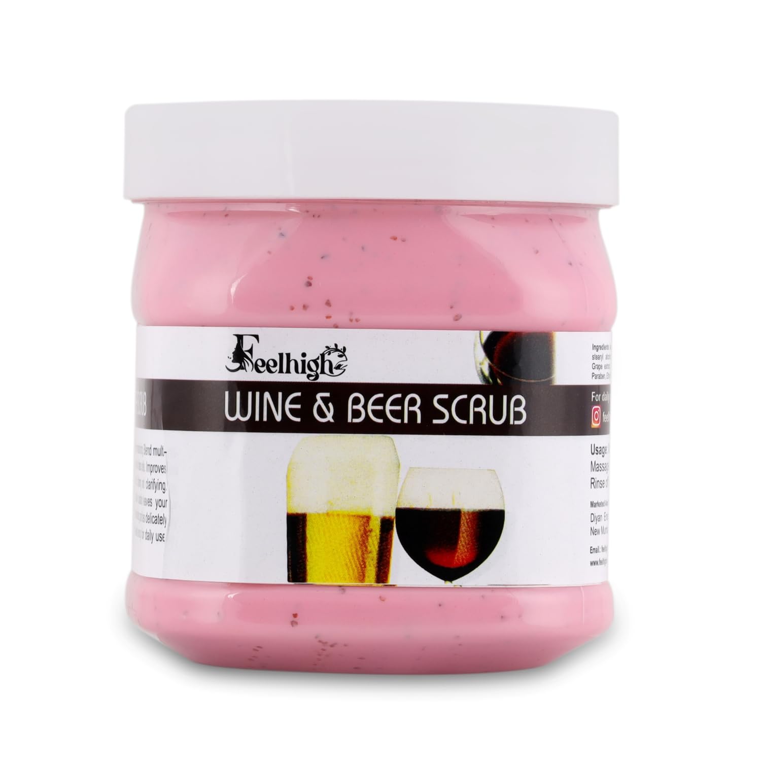 feelhigh wine and beer face and body scrub helps to dead skin remover, give a shine to your face and radiant skin 500ml facial scrubs skin care products