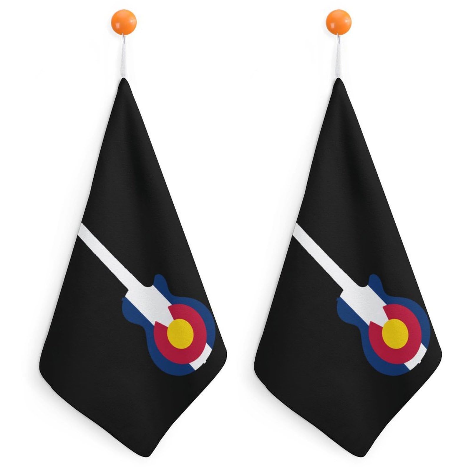 CGSBNGHA State Flag of Colorado Music Guitar Hand Towel Hanging Face Towels Cleaning Cloths Handkerchief for Bathroom Kitchen