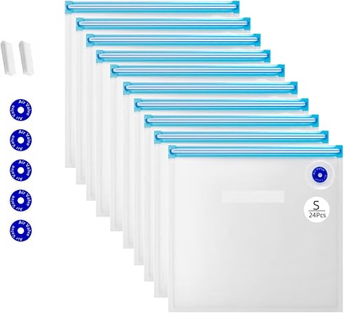 Miniatura 9 de Sous Vide - Bolsas reutilizables de 30 unidades, bolsas reutilizables con sellado al vacío para alimentos con bomba automática mejorada para cocinas