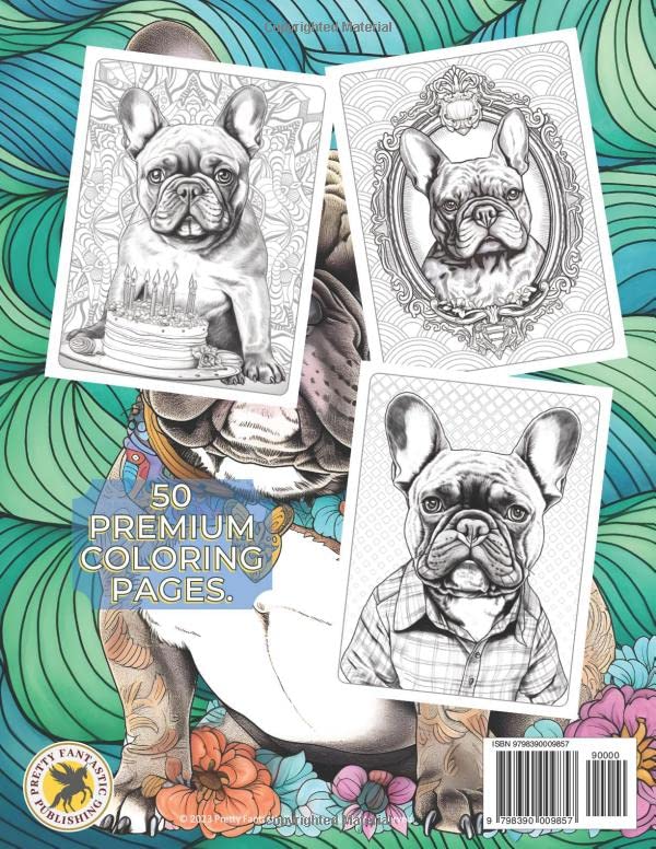 Vista 2 de French Bulldog Coloring Book for Teens & Adults Relaxation & stress relief coloring pages