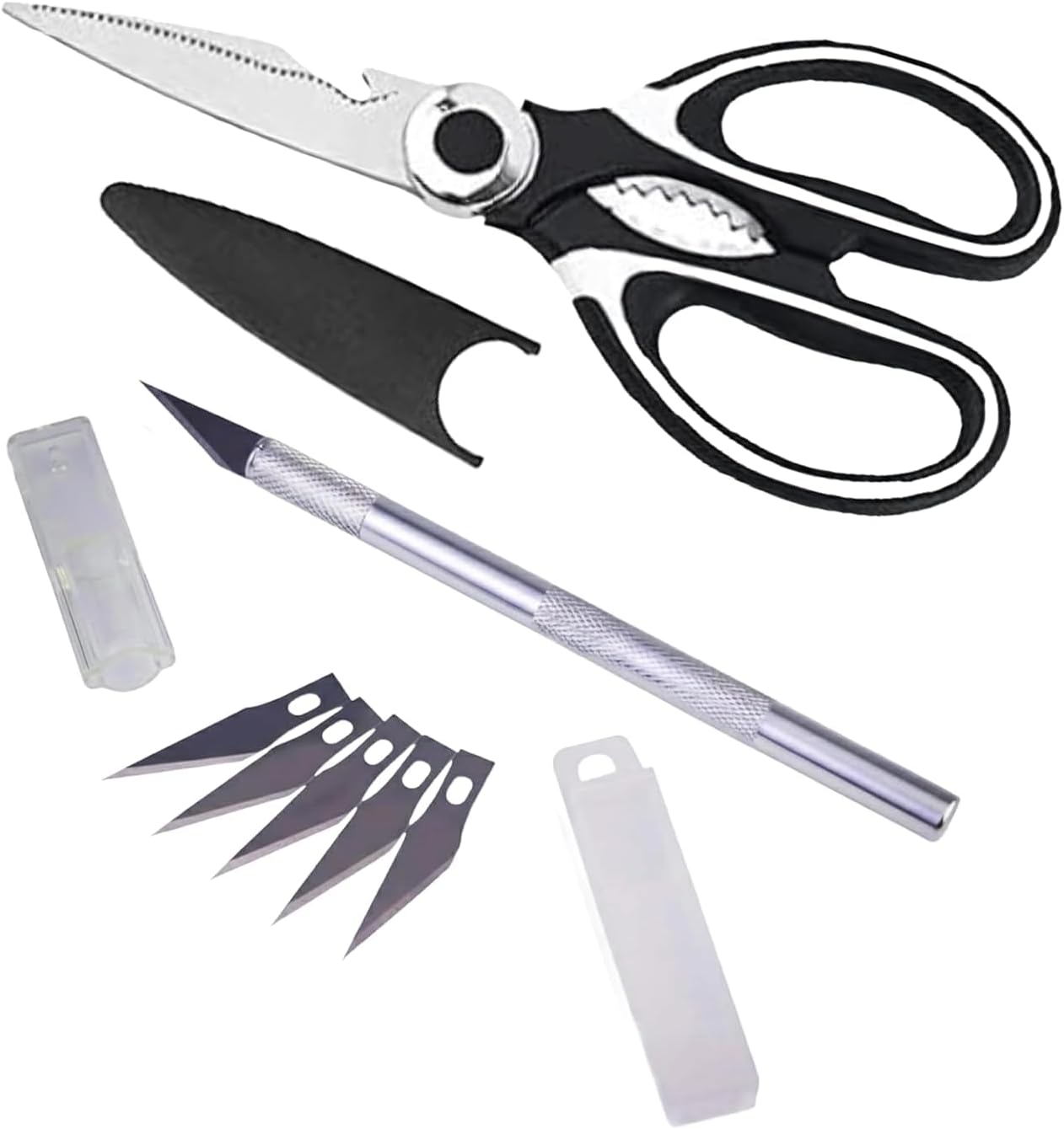 Corslet Multipurpose Craft Scissors & Precision Hobby Knife Set – Heavy Duty Stainless Steel, Safety Covers, Deal for Paper Cardboard Fabric Diy Art & Craft