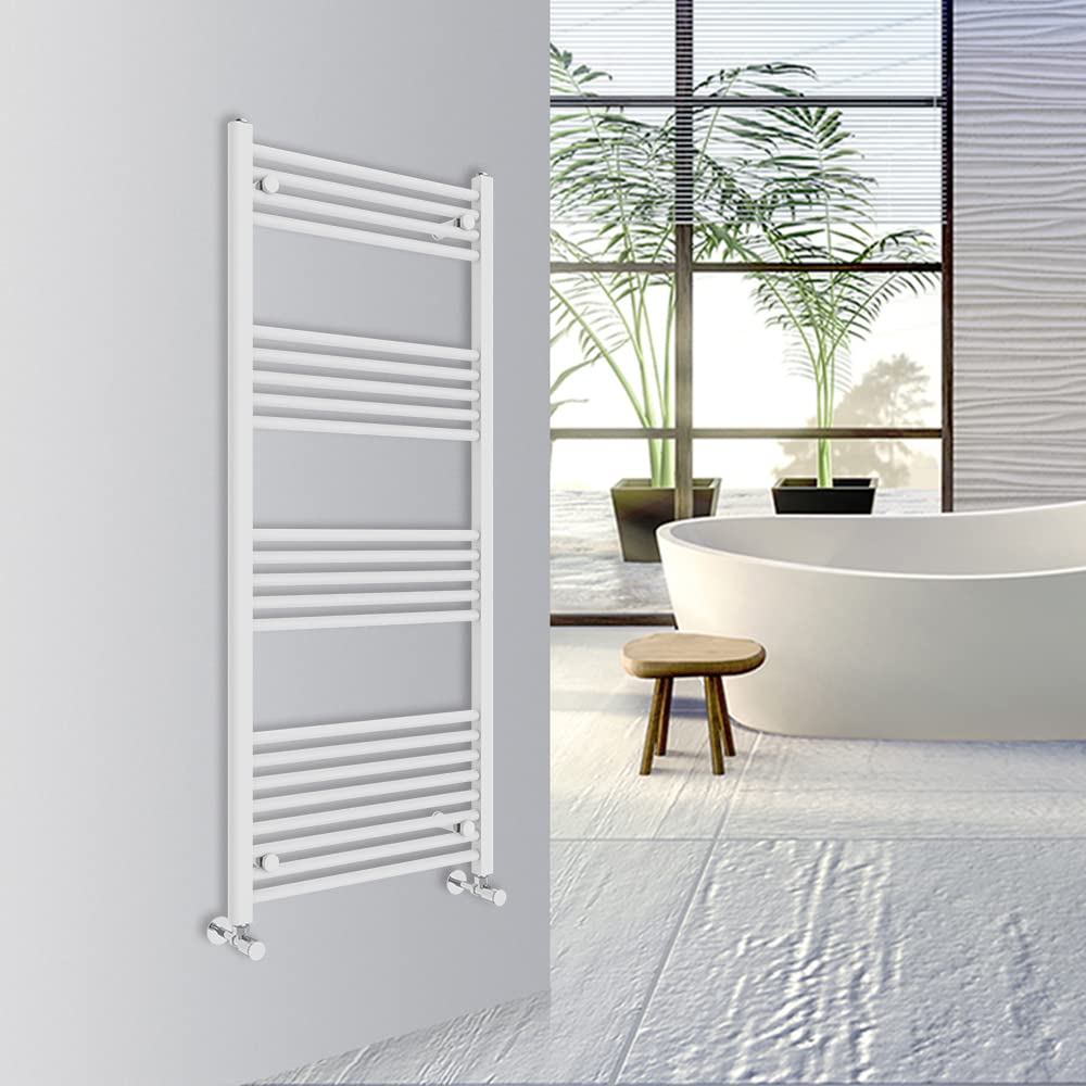 Warmehaus (, 1400X600mm) Straight Bathroom Heated Towel Rail Warmer Radiator Central Heating White