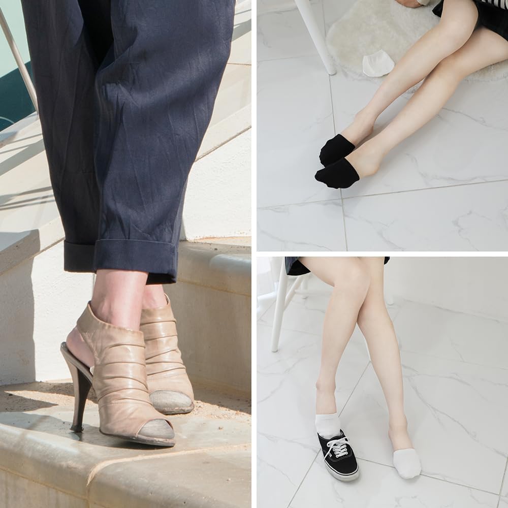 5 Pairs Premium Cotton Mule Socks for Women Well-Made Toe Topper No-Show Liner Socks, Comfortable, Breathable - Image 6