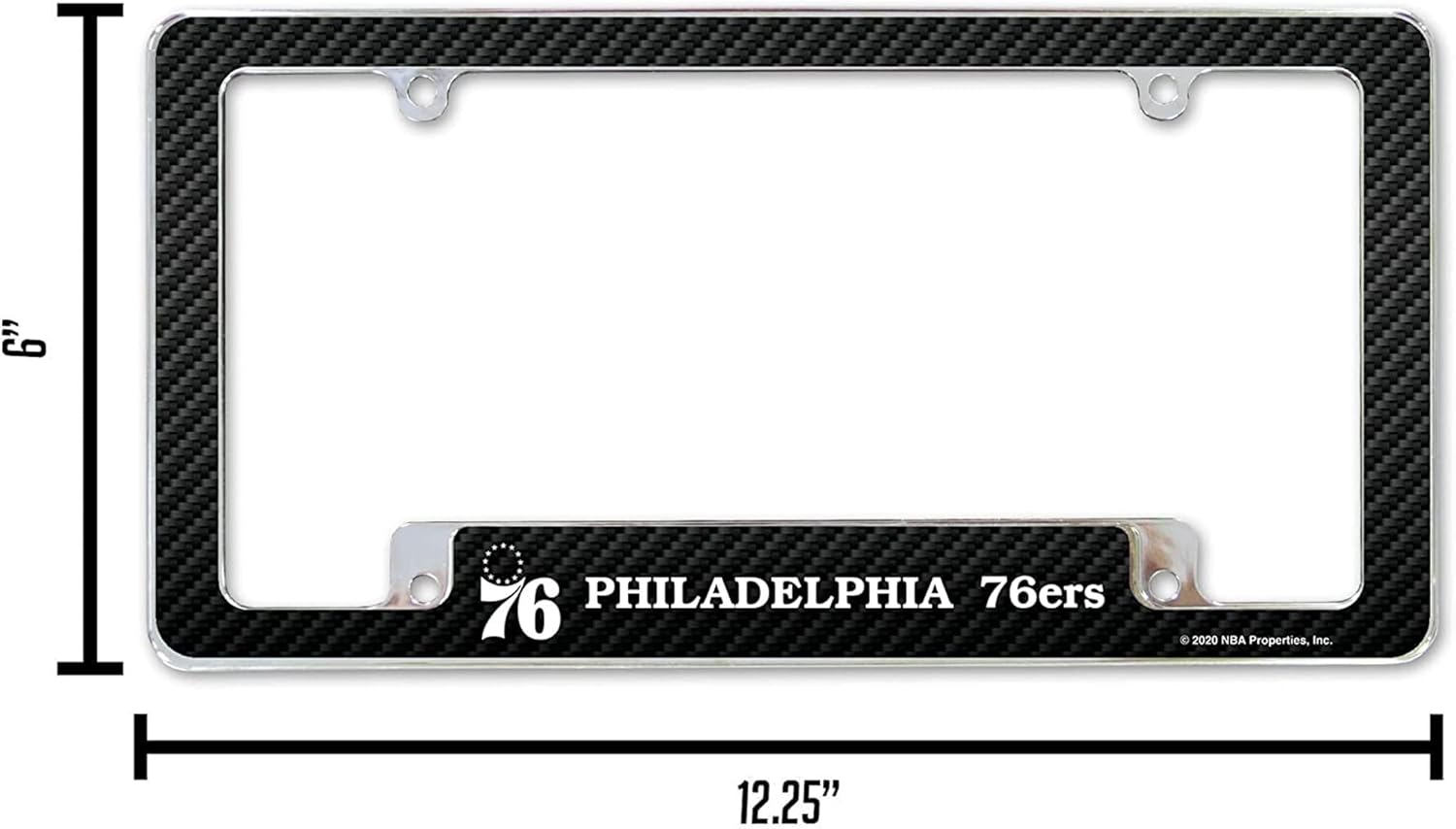 Philadelphia 76ers NBA (Set of 2) Chrome Metal License Plate Frames with Carbon Fiber Design