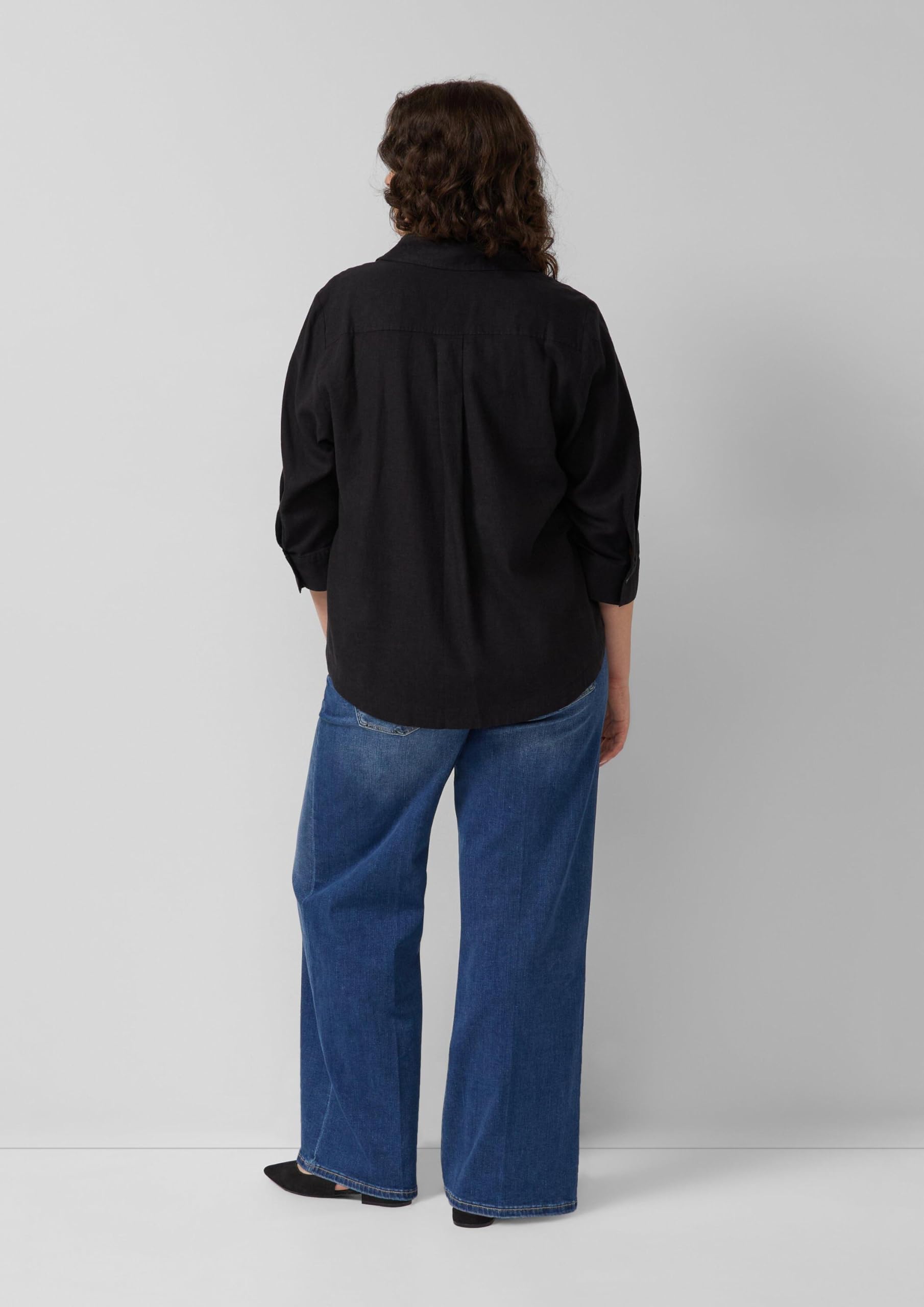 s.Oliver Damen Bluse – Leinenmix, 3/4-Ärmel, Regular Fit