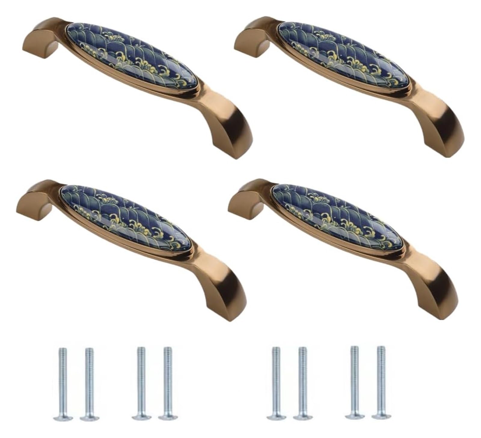 LQZAXSRDR Ceramic Cupboard Drawer Handle Knobs, Ceramic Zinc Alloy Door Knobs Cabinet Drawer Handles 4 pcs(138 * 31 * 26mm)