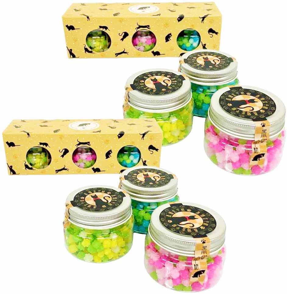 【ねこ飴】ご依頼4枚 Amazon.co.jp: 猫 お菓子 ギフト 黒猫金平糖 85g×3個入り 2箱