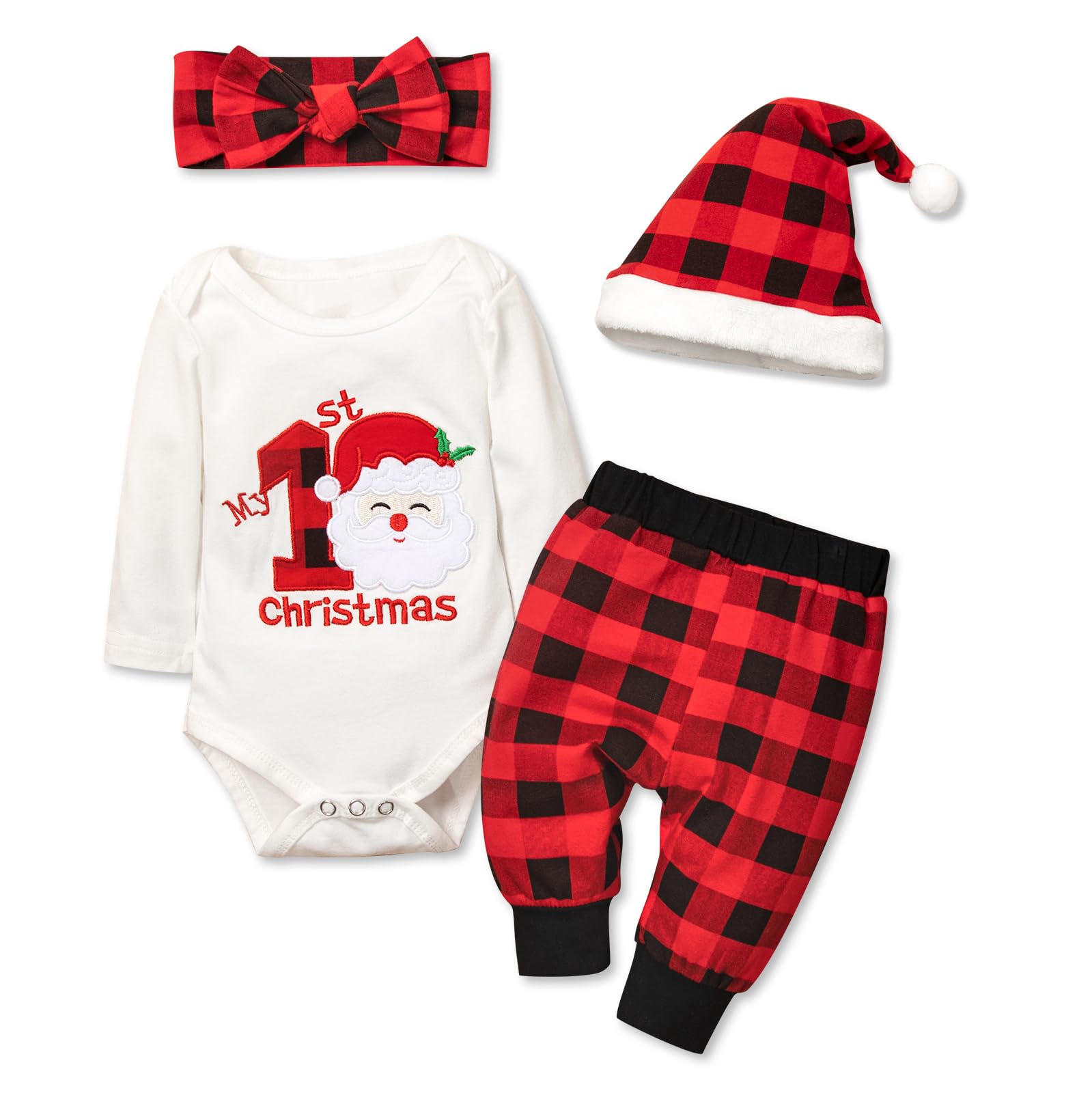 Baby Girl Boy Christmas Outfit My 1st Christmas Baby Boy Infant New Year 4 Pcs Set