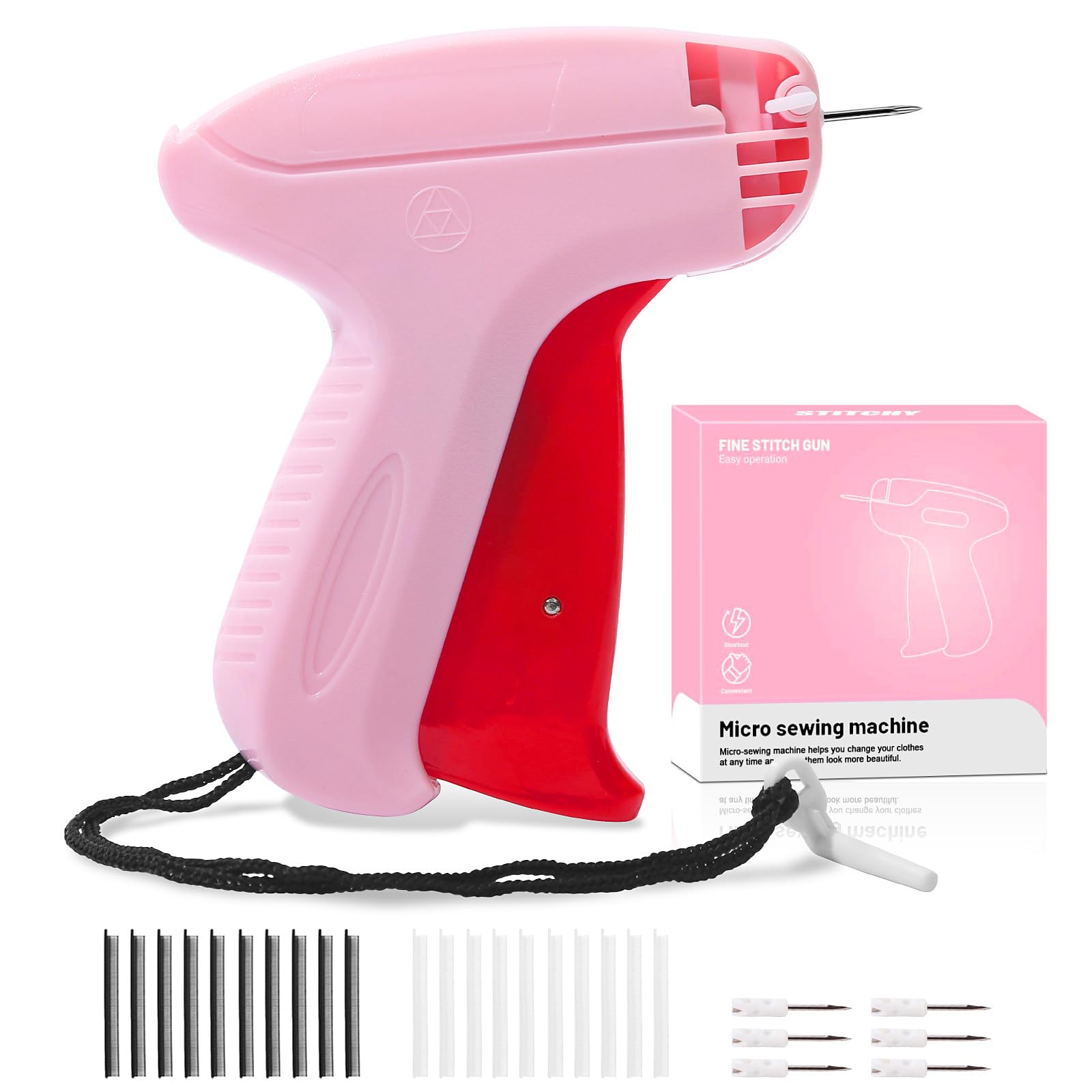 Stitchy Mini Stitch Gun,With 6 Fine Needles,4000 Pcs (2000 White & 2000 Black) Fasteners.Stitchy Quick Clothing Fixer,Speedy Clothing Fixer,Stitch Gun for Clothes,Micro Tagging Gun for Clothing