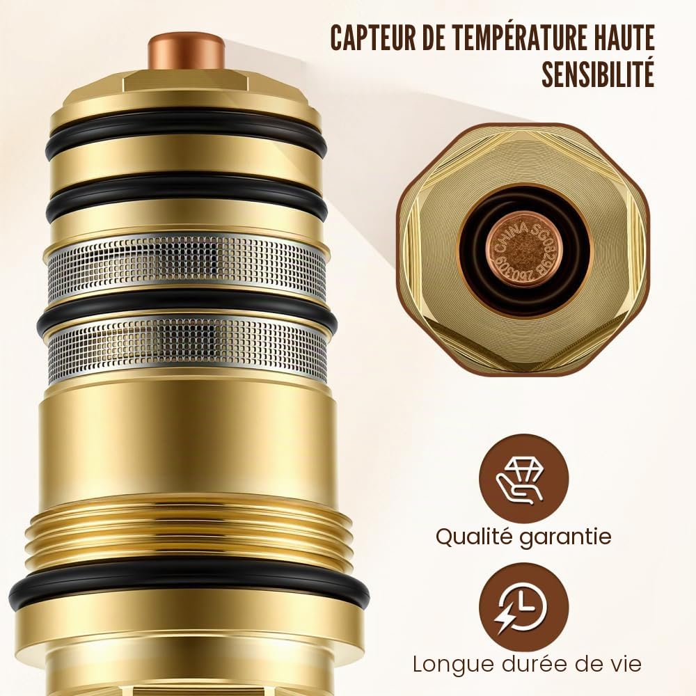 94282000 Unité de Contrôle de la Température, Cartouche Thermostatique 3/4 Pouce, Compatible avec Hansgrohe 94282000, Remplaçant la Vanne pour Mitigeur de Douche et Baignoire 2 ou 3 Trous