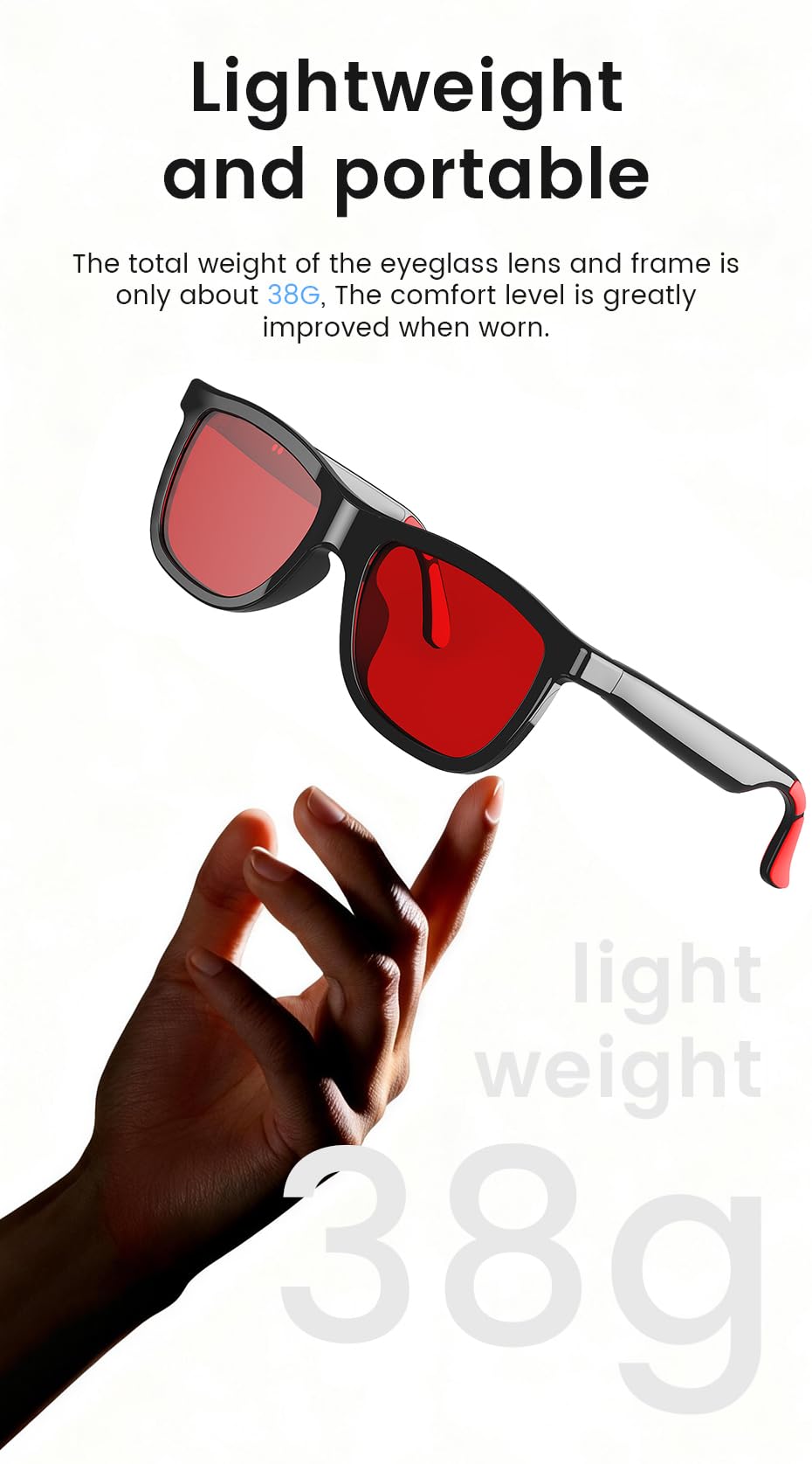 Générique 2026 Lunettes Connectées Audio Bluetooth Verres Électrochromiques Teinte Réglable 1 Clic, Écouteurs Intégrés, Appels Mains Libres, Protection UV400, Autonomie 100mAh 11LASTYLE47