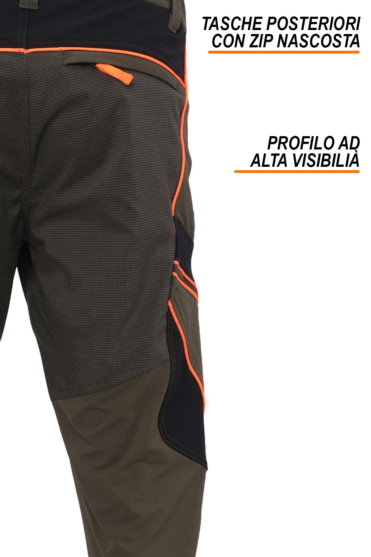 fratelliditalia.org Pantalone in Tessuto Stretch con Profili Alta Visibilit Abbigliamento Caccia Slim Elastico dalla 44 alla 60