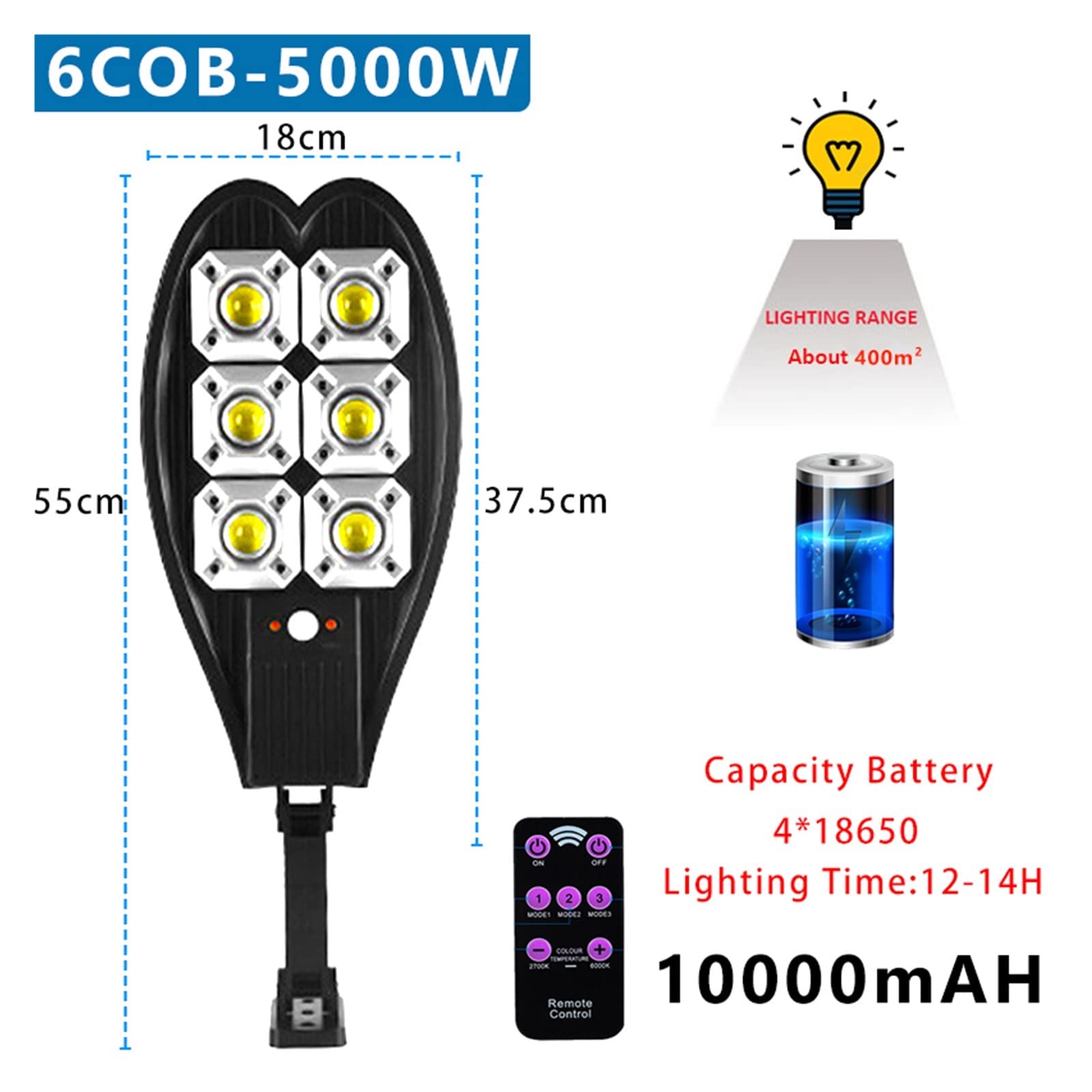 Zewnętrzna lampa solarna, 6000 watów 108 ledsolar światła uliczne zewnętrzne wodoodporne IP67 wodoodporny pilot czujnik ruchu PIR lampa słoneczna do ogrodu bezpieczeństwo ścienne światło