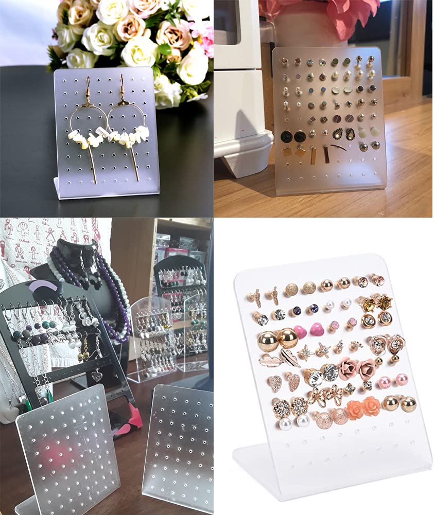 Lokusel 4 Pcs Acrylic 72 Holes Earring Holder Earrings Ear Studs Jewelry Show Plastic Display Rack Stand Organizer Holder Showcase