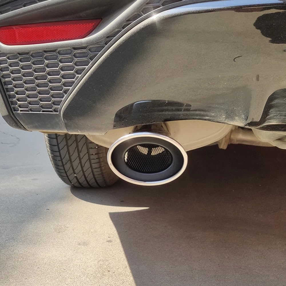 Uitlaat Trim uitlaatdemper Końcówka wydechu samochodowego, 6,3 cm wlotowe końcówki wydechu ze stali nierdzewnej, końcówki tłumika do rur Honda Civic 10th(Silver)