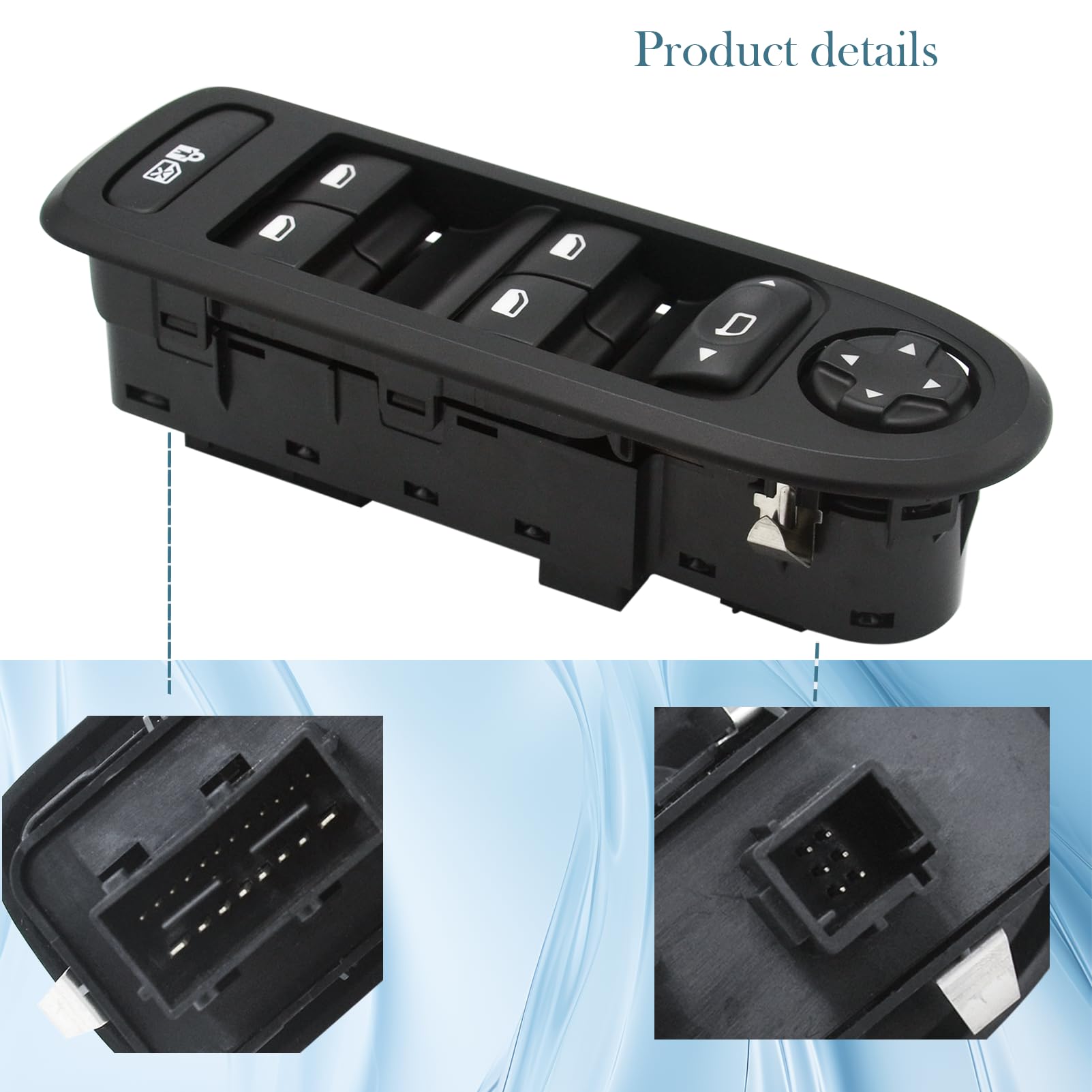 Interruptor de mando Elevalunas ventanas eléctrico 96644915XT para 308 508 C5 interruptor de elevación Vidrio de ventana 26 pines (Sin función de plegado del espejo retrovisor)