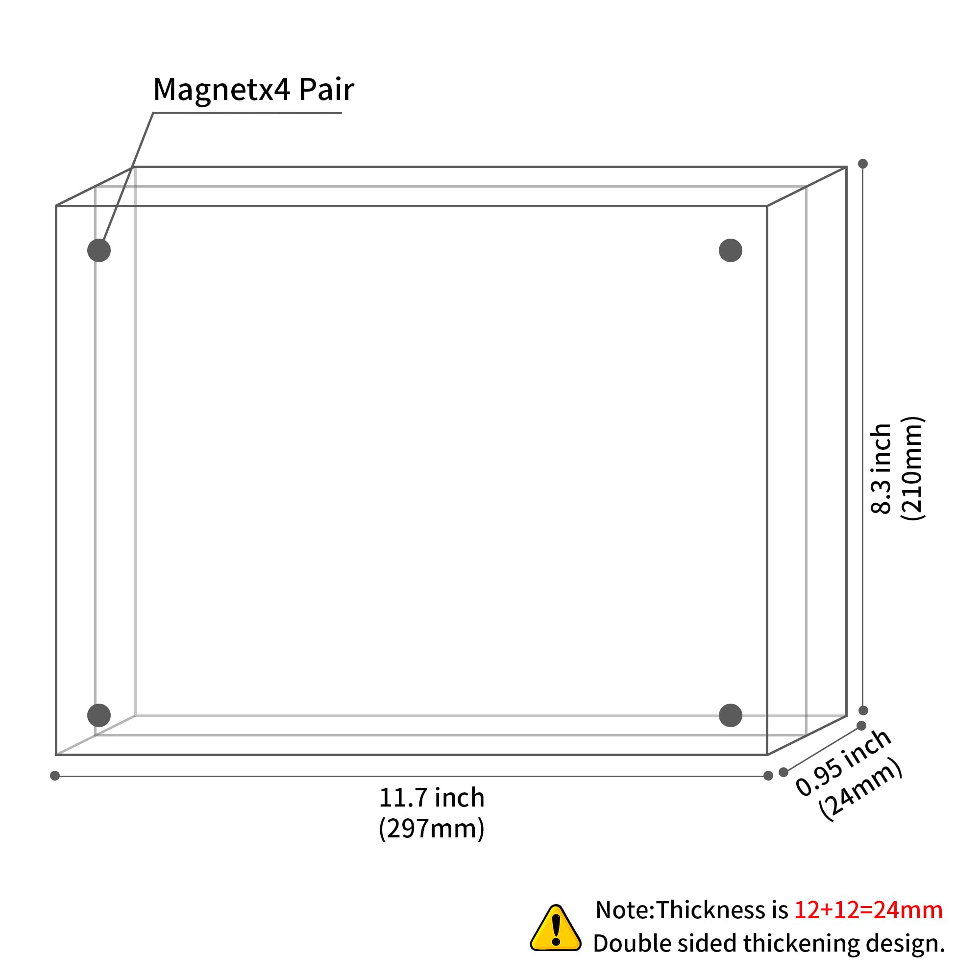 Sezanrpt Acrylic Picture Frames A4 Size, Perspex Photo Frame for Wedding Pictures Tabletop Freestanding Certification Frame 12mm + 12mm - Image 2