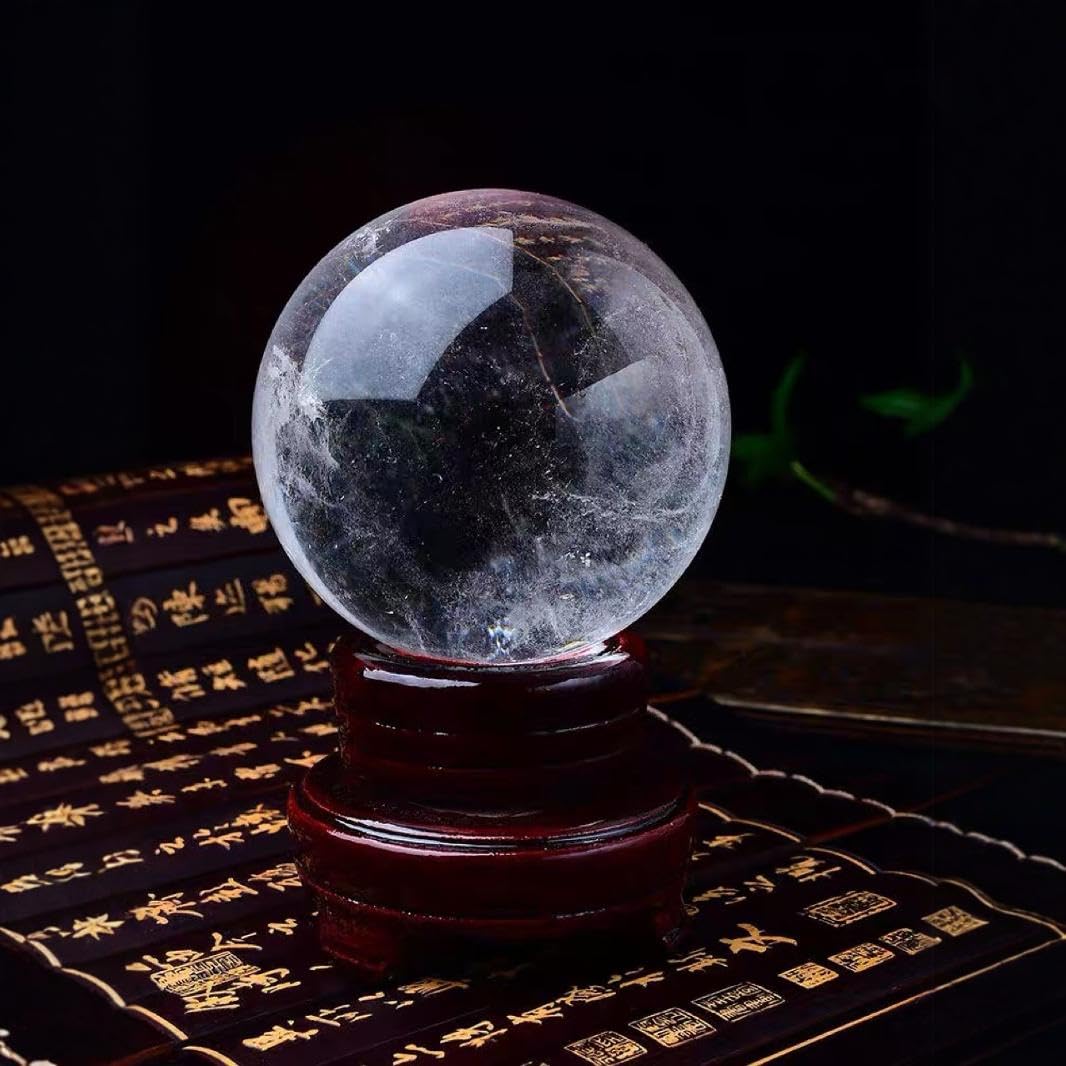 DPURPIWADY White Crystal Ball Ornaments Home Desk Mascot East China Sea Stone,60mm