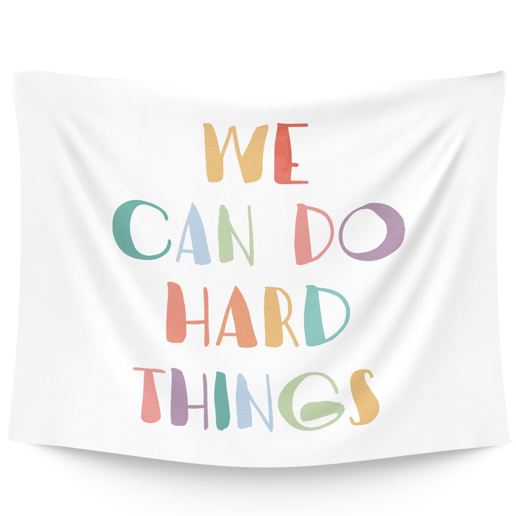 Photo 1 of ** STAIN** WAITPI Inspirational Boho Hanging Wall Tapestry for Classroom Bedroom, We Can Do Hard Things Wall Tapestries, Nursery Motivational Wall Hanging for Kids Room Playroom Room Decor 40x30 inches