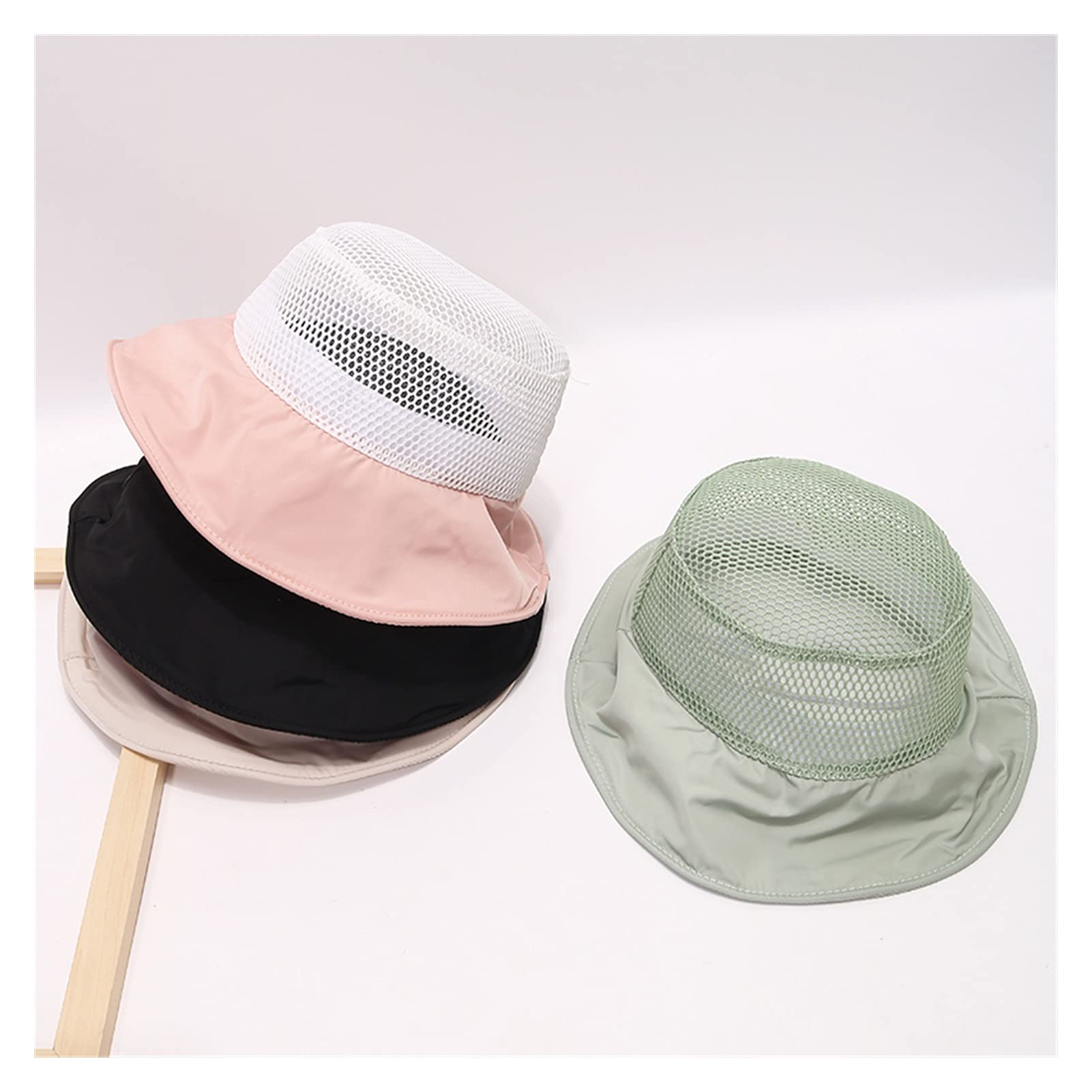 Cappello estivo per bambini, cappello da pescatore con cuciture color caramello a rete intera per bambini cappello da pescatore estivo per ragazzi e ragazze cappello da sole a tesa larga (nero M 2 6Y)