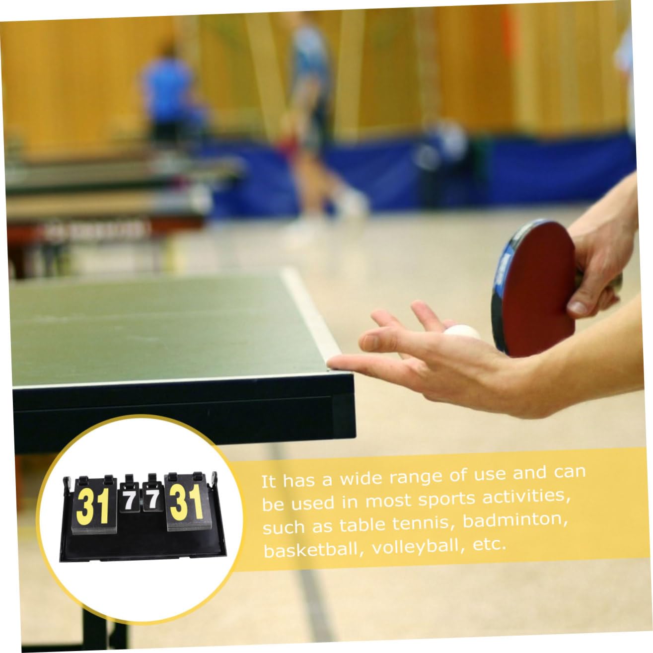 POPETPOP Tischtennis Anzeigetafel 4-stellig für Ballspiele, Schwarz | Kunststoff und Karton, Klar und Intuitiv, Leicht zu Reinigen, Wiederverwendbar, für Badminton