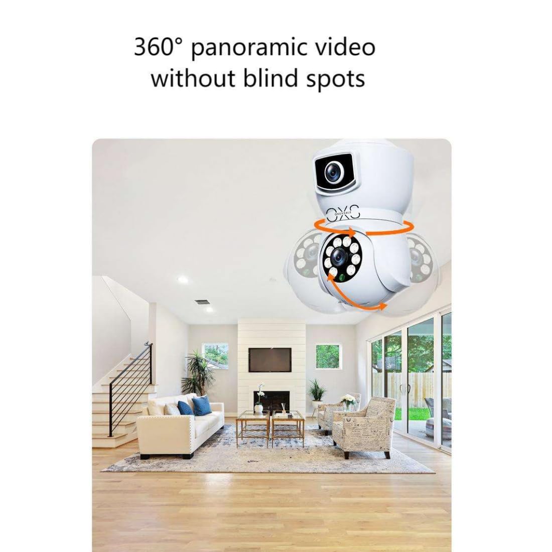 OneXsale 1080P HD Wireless Dual Lens Bulb Light IP Camera | 360° Panoramic Fisheye | Motion Detection | PTZ Indoor Security | IR Night Vision | Two-Way Audio 1