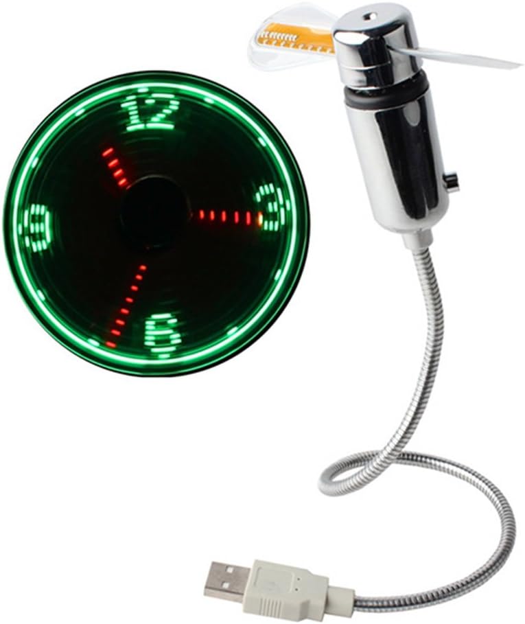 New Patented Product Protable Flexible USB Clock Fan USB Powered LED Lighting Flashing Display Real-time Function Clock Fan for Laptop, Computer, Power Bank