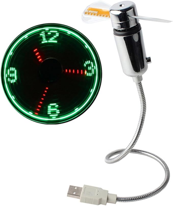 1 X Ruishengda USB LED Clock Fan with Real Time Display