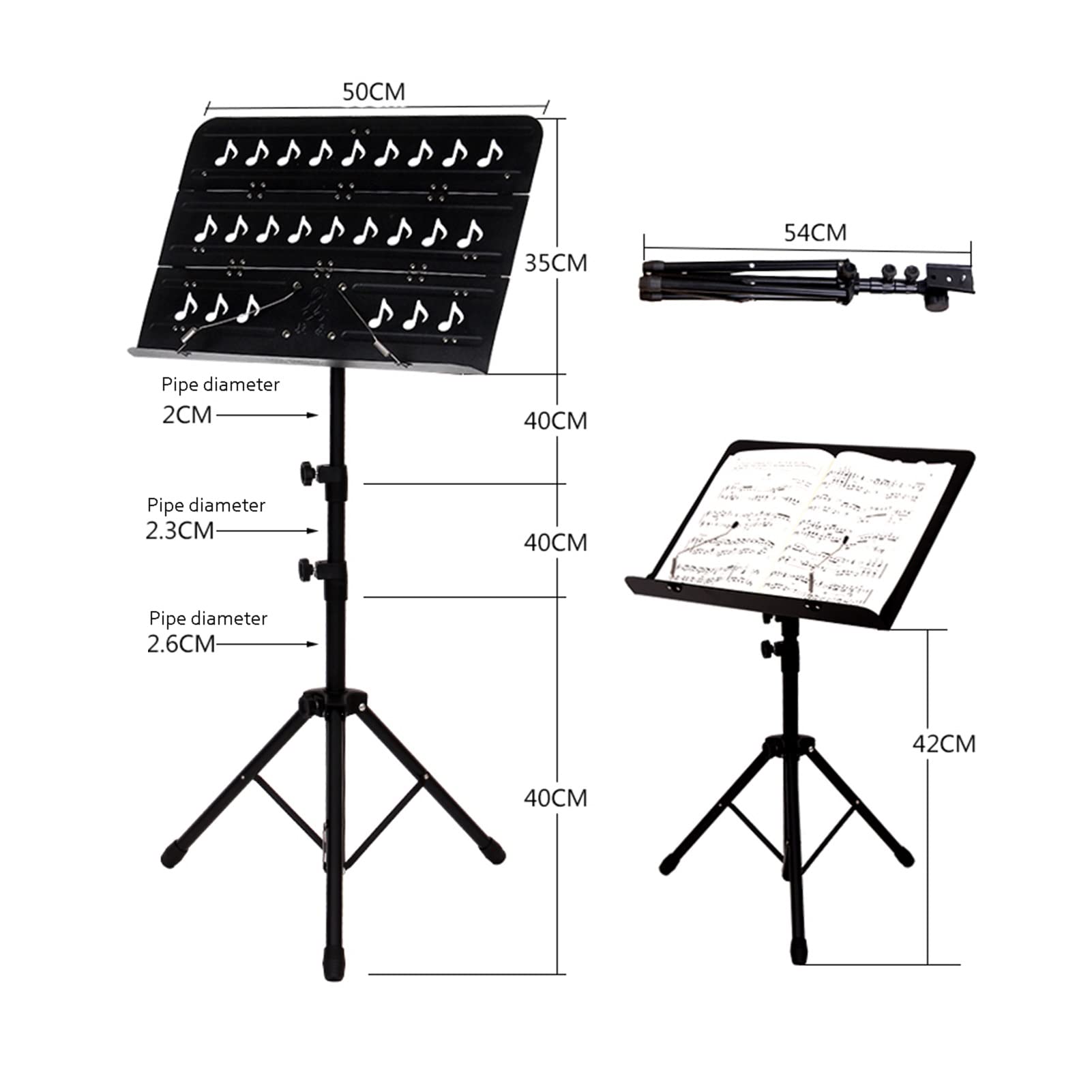 Atril LIU Plegable para Partituras Música De Metal Portátiles Ligeros con Bolsa De Transporte Adecuado para Symphony Orchestra Studio School Home (Color : Black)