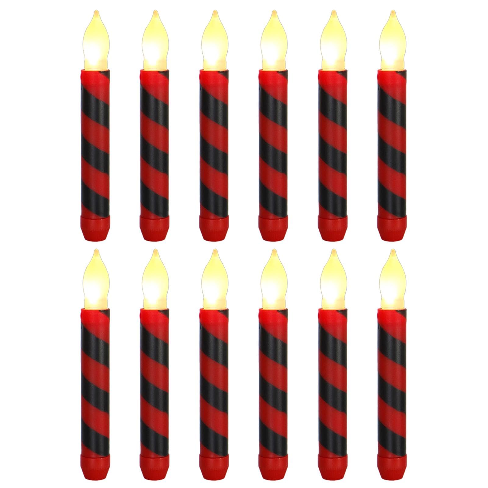 Dtaigou Velas LED sin llama, Velas con pilas | Candelabros con pilas para Navidad - 12x Velas navideñas sin llama Velas cónicas LED con pilas para San Valentín