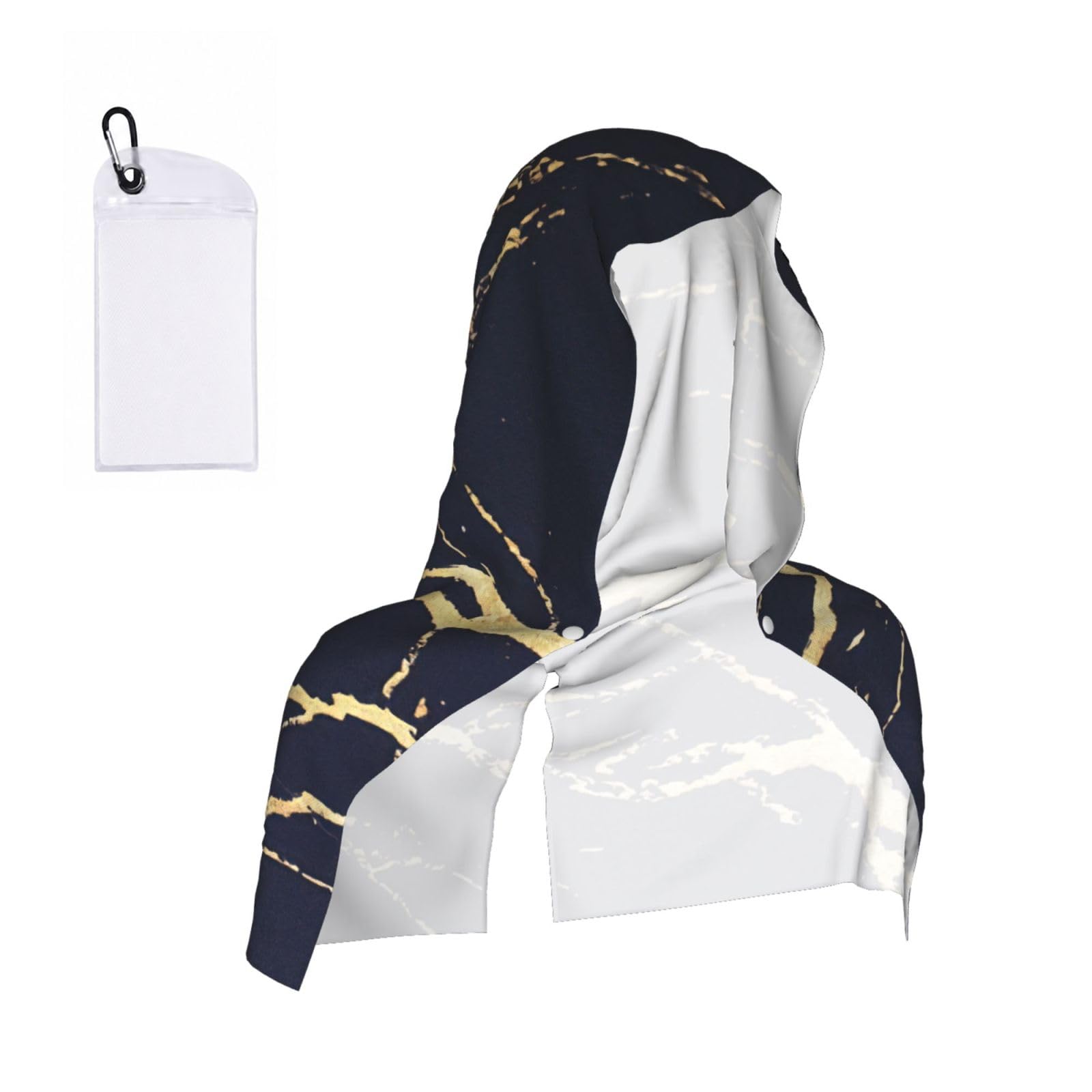 DUWAA Marble Print Reusable Hoodie Cooling Neck Wrap, Hot Weather Outdoor Sports Workout Head Towel For Stay Chill