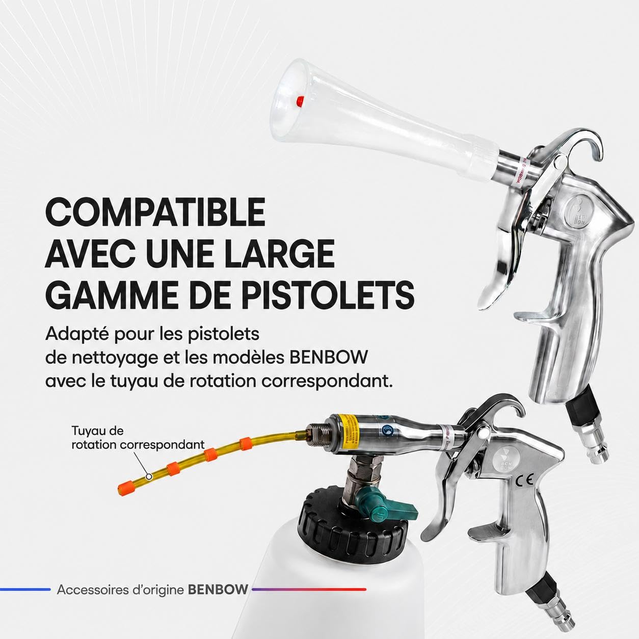 BenBow Lot de 10 entonnoirs de rechange 016 en acier inoxydable pour pistolet de nettoyage à air comprimé - Accessoires à air comprimé - Compatible avec les pistolets Classic