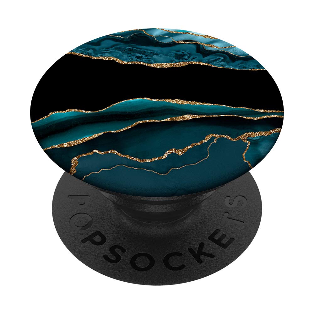 Black and Teal Classy Glamour Chic Women's PopSockets Grip and Stand for Phones and Tablets PopSockets Standard PopGrip