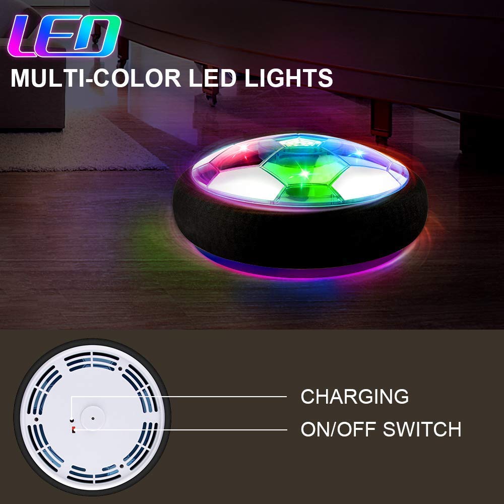 Pallone Calcio Fluttuante con 2 Porte, Giocattoli per Bambini 3-12 Anni Palla Ricaricabile Casa con Luci LED Hover Soccer Ball Compleanno Natale Regali per Bimbi Giochi Interno